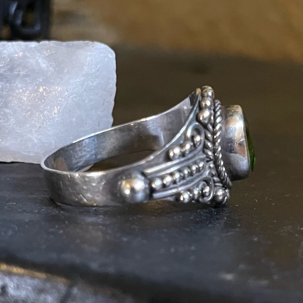 Vintage Chrome Diopside Sterling Silver Ring - Picture 8 of 10